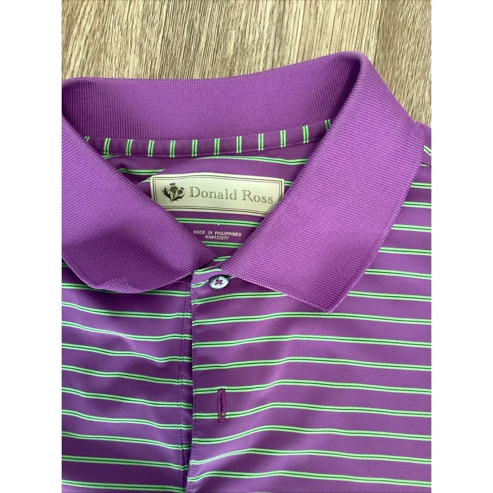 Donald Ross Sport Golf Polo Shirt Men's Blue Green Striped Shirt XL - Picture 4 of 13